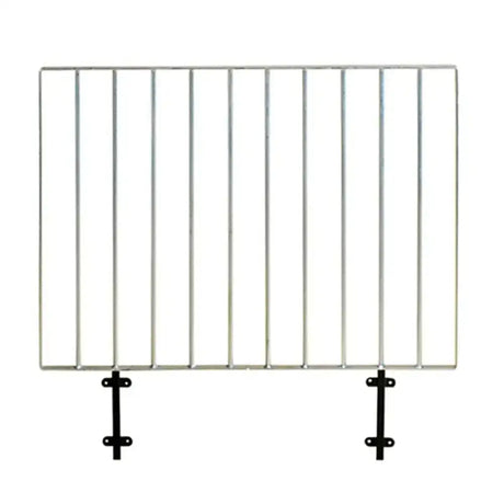 Silver metal stubbs top door grille large with black mounting brackets perfect for younger aggressive horses in narrow passages