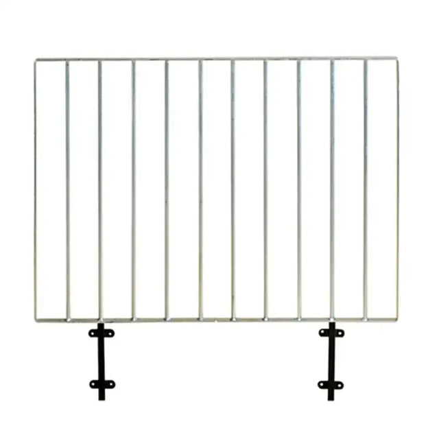 Silver metal stubbs top door grille large with black mounting brackets perfect for younger aggressive horses in narrow passages