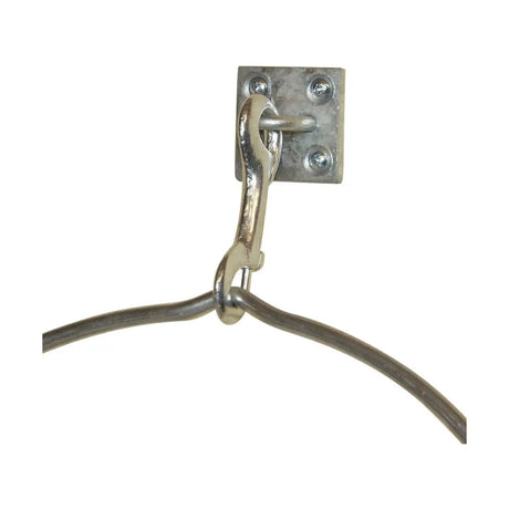 Silver-toned metal stubbs trigger hook s85ps with sturdy curved design on square wall plate for secure mounting