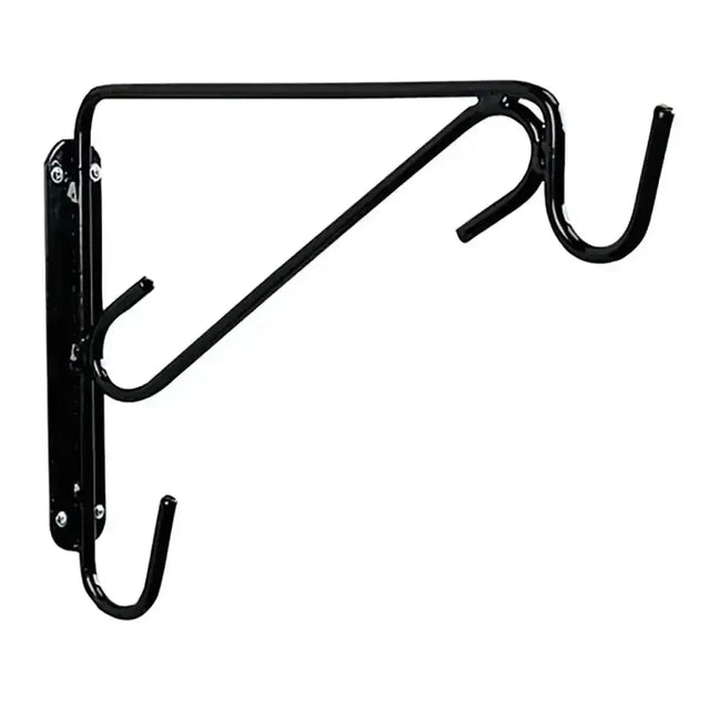 Black metal harness rack s19a with solid rod curved hooks and plate construction makes a sturdy wall-mounted plant hanger