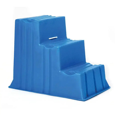 Blue plastic mounting block s523 with ribbed texture three-step platform and white handle masterful design