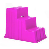 Vibrant pink plastic two-step stubbs up and over mounting block s523 with textured ribbed surfaces and masterful design