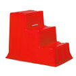 Bright red plastic two-step combined mounting block s523 with textured ribbed treads for easy mounting and dismounting