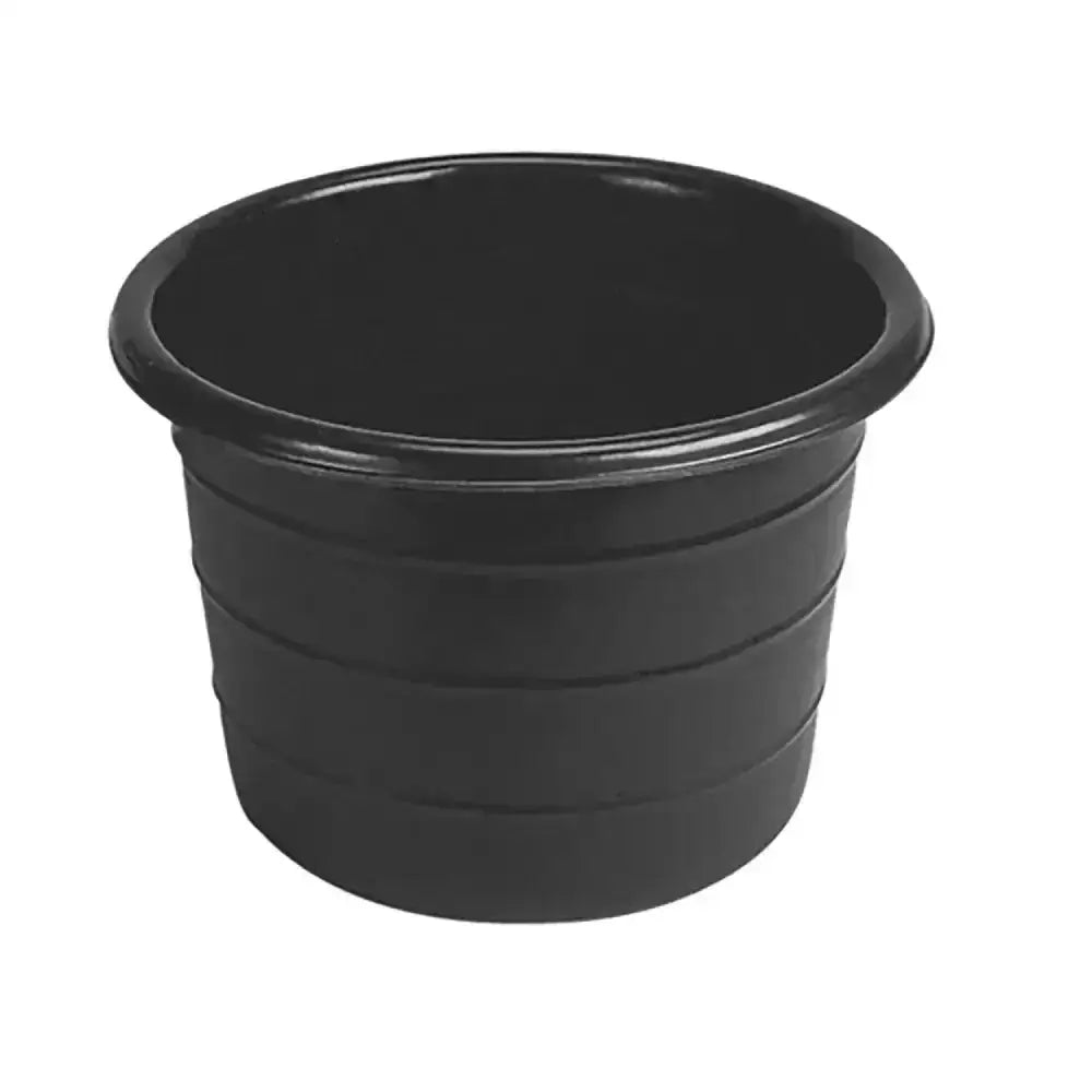 Black plastic stubbs water butt with glossy finish and horizontal ridges large capacity stubbythene corn bin