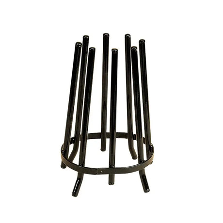 Black metal stubbs welly carousel s231 with circular base and vertical rods for real heavyweight boot storage