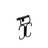 Black metal stubbs welly rack hinged with dual hooks and wall fixing bracket for easy mounting on walls