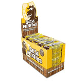 Yellow and brown cardboard display box for stud muffins horse treats with cartoon horse from ridiculously tasty range including linseed