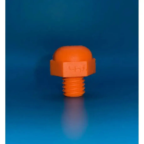Orange plastic horse stud cap with threaded dome top and hex base from studfast professional kit prioritise safety