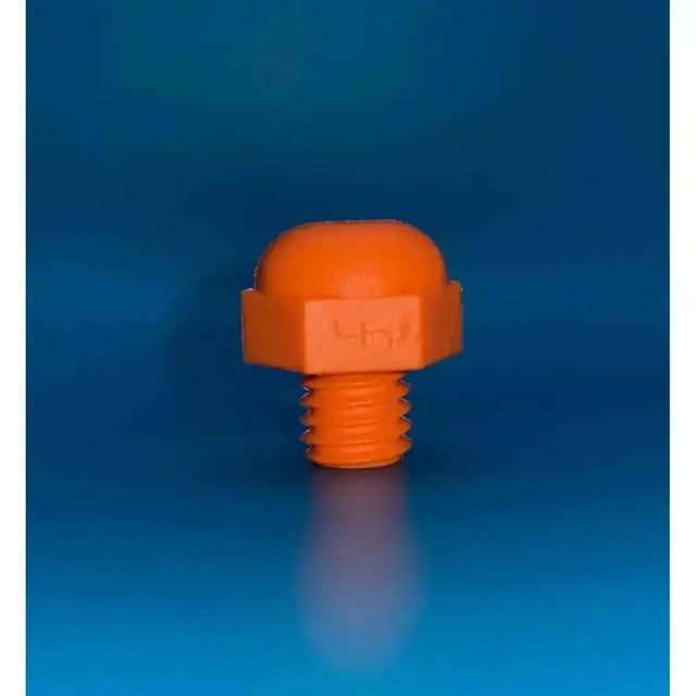 Orange plastic horse stud cap with threaded dome top and hex base from studfast professional kit prioritise safety