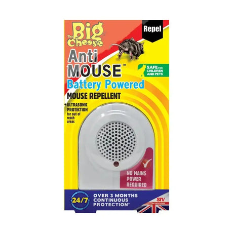 Stv anti mouse white plastic battery powered mouse repellent with perforated grille in yellow orange packaging