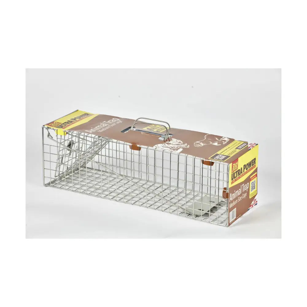 Silver metal stv squirrel cage trap with handle and positive spring-loaded trigger action by ultra power