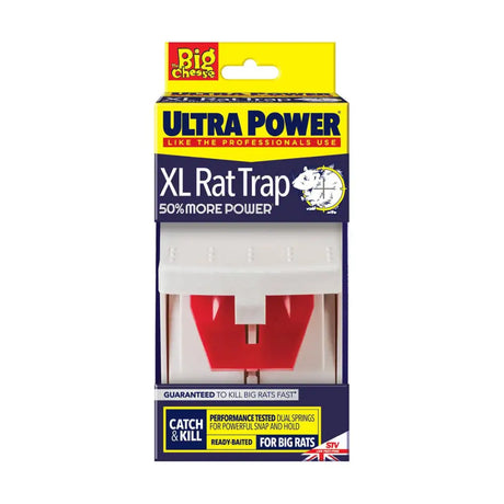 White and red stv super rat ultra power xl super rat trap in branded packaging for fast rodent control