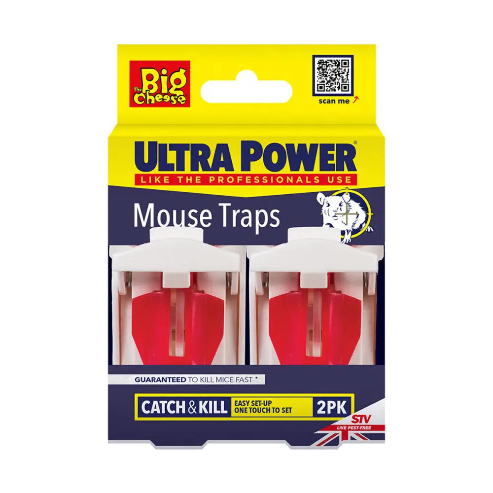Stv ultra power two-pack red and white ultra power mouse traps with simple one-touch trap for easy use