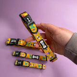 Summer buzzin dog yellow floral collar with black buckle and bone tag perfect for toy poodles in summer fun