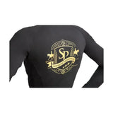 Black long-sleeved rider base layer with gold supreme products active logo and equestrian embroidery