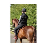 Black supreme products active rider gilet with white lettering and matching black lightweight riding boots