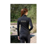 Black long sleeved rider gilet with supreme products active embroidered in white on the back