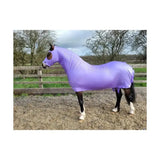 Purple stretchy horse blanket with eye and ear openings made from stretch lycra mix supreme products body wrap