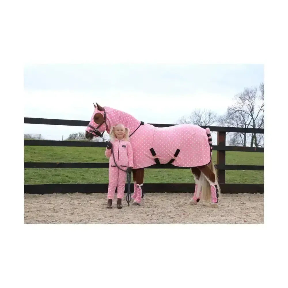 Supreme Products Child's Dotty Fleece Onesie Pretty Pink Large Horsey Onsies