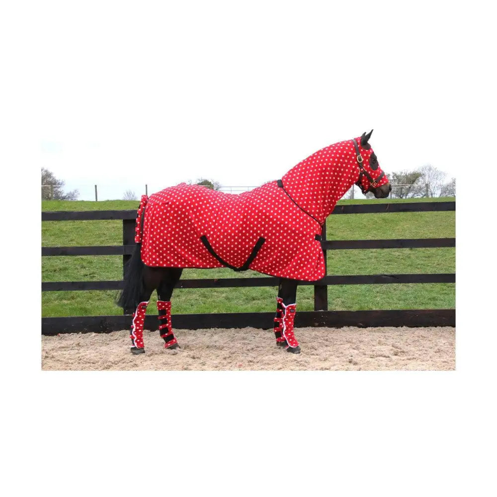 Supreme Products Dotty Fleece Rug Rosette Red 3'3" Fleece Rugs Barnstaple Equestrian Supplies