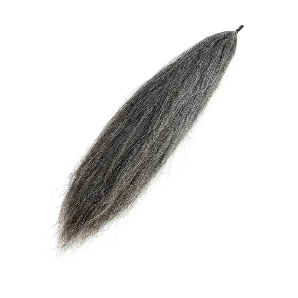 A long slender gray synthetic hair extension with tapered end from supreme products double natural hair false tails