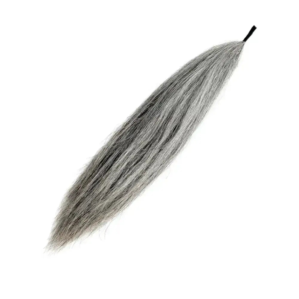 Gray synthetic hair extension with tapered flowing design and black tie for supreme products double natural hair false tail