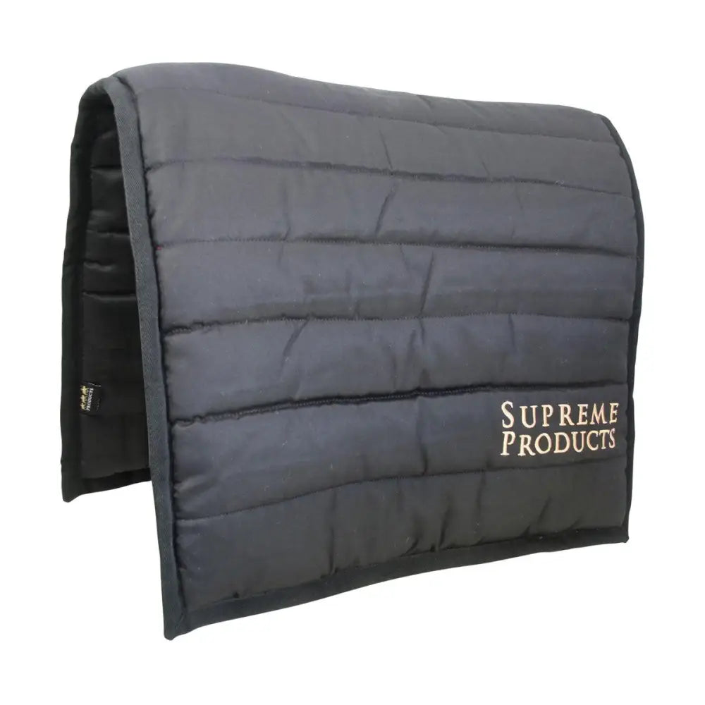 Black quilted supreme products exercise pad with white embroidery practical saddle pad for riding