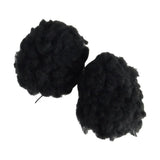 Two black fluffy cloud-like pom-poms made of supreme products fleece for comfortable products fleece earplugs horse size