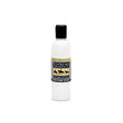 A clear plastic bottle with a black cap of supreme products heritage high shine serum featuring gold lettering and horses