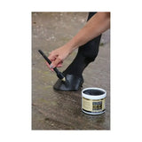 Supreme products hoof gloss black hoof glue in white container with gold label for shiny hooves care
