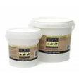 Two white plastic buckets of supreme products leg and body whitener with beige and black labels showing horse silhouettes