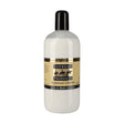 A clear plastic bottle of supreme products leg waterproof barrier cream with black cap filled with white liquid