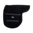 Black plush supreme products numnah with gray velcro straps and double fleece perfect straight cut double fleece numnah