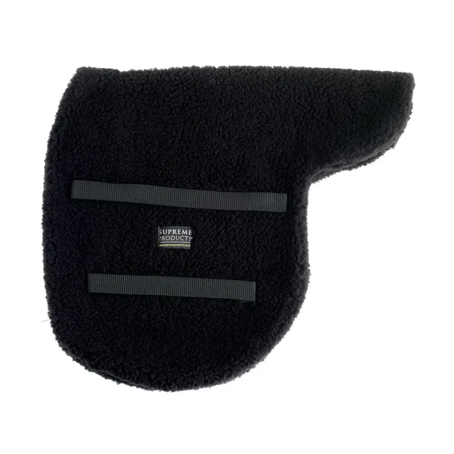 Black plush supreme products numnah with gray velcro straps and double fleece perfect straight cut double fleece numnah