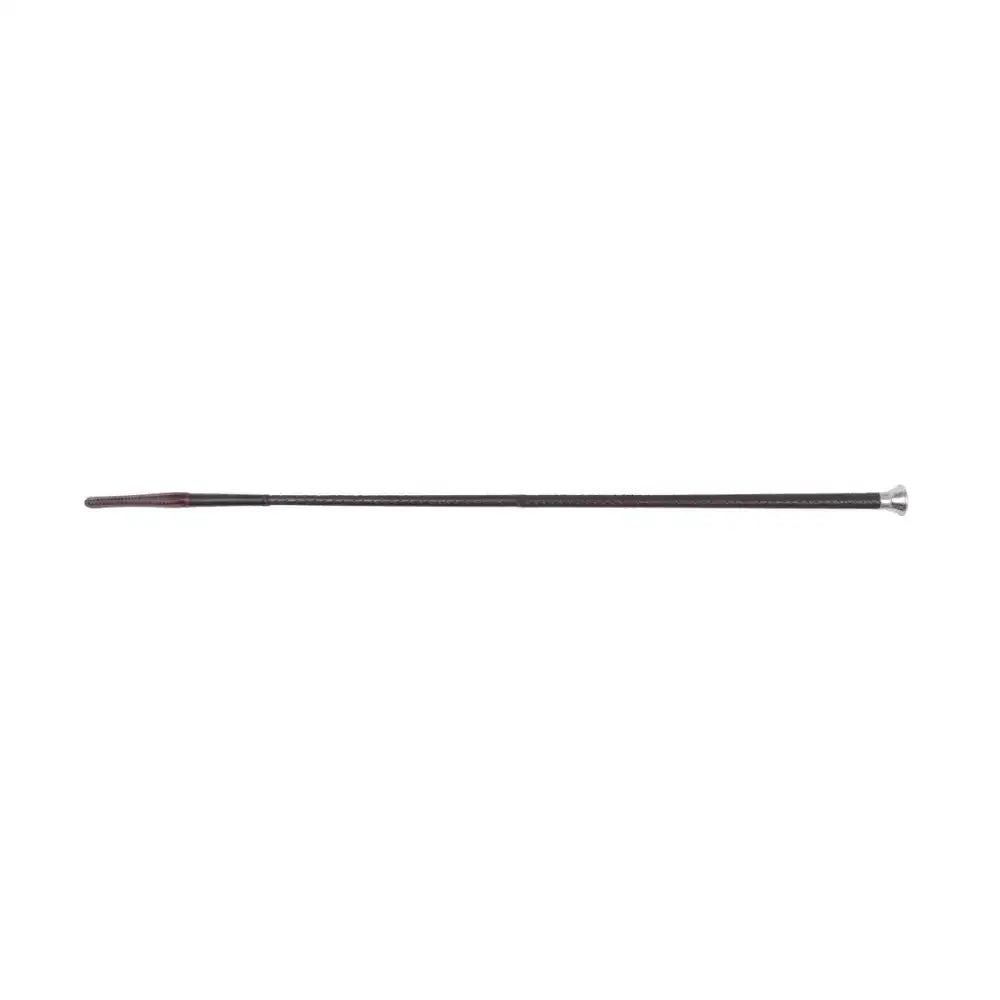 Black supreme products plaited show cane with silver-tipped handle and leather covered cane featuring textured grip