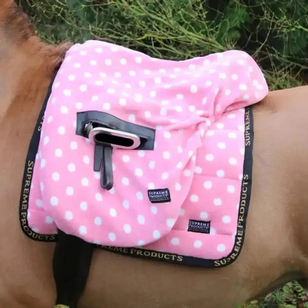 Supreme Products Ride on Dotty Fleece Saddle Cover Pretty Pink One Size saddle covers
