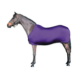Purple supreme products rug wrap horse blanket made of smooth stretchy fabric fitting snugly over horse body