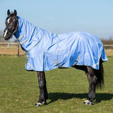 Light blue cornflower 1200d outer swish 100g detachable neck turnout rug with reflective strips and liner attachments