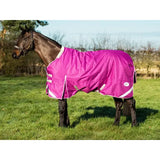 Vibrant fuchsia swish 100g detachable neck turnout rug mulberry with white trim and reflective stripes for warmth and visibility