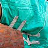 Teal swish 100g lightweight stable rug with detachable neck green featuring gray adjustable straps and soft nylon lining