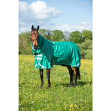 Teal swish 200g detachable neck turnout rug with reflective stripes front pocket and tail flap for waterproof use