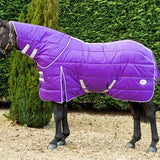 Purple swish 200g stable rug with detachable neck medium weight detachable neck stable blanket with white trim and reflective strips