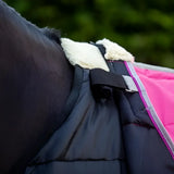 Pink and black quilted swish 300g horse rug liner with white fleece trim perfect for stable rugs and rug liners