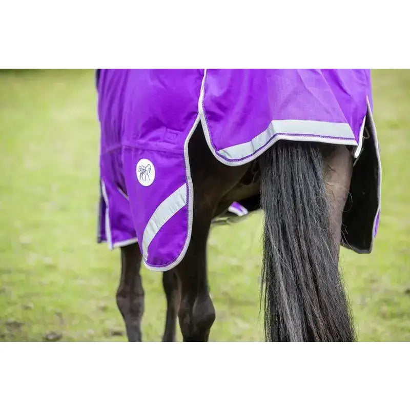 Purple swish 360g turnout rug with heavyweight 360g detachable neck cover and reflective trim with logo patch