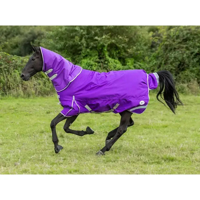 Vibrant purple swish 360g turnout rug with detachable neck cover and reflective strips for extra visibility