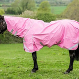 Pink swish 50g detachable neck turnout rug with safety reflective strips and waterproof material for horses