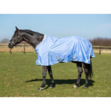 Light blue cornflower detachable neck turnout rug with 1200d outer waterproof fabric and reflective straps