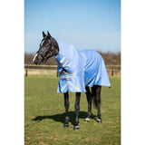 Light blue turnout rug cornflower with detachable neck turnout 1200d outer and reflective stripes front closure
