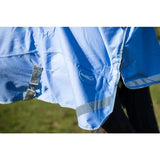 Light blue detachable neck turnout rug cornflower with reflective gray stripes and 1200d outer and swish logo patch
