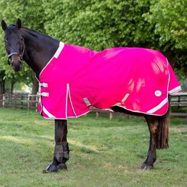 Bright pink swish 50g detachable neck turnout rug with neck cover included waterproof durable turnout rug pink